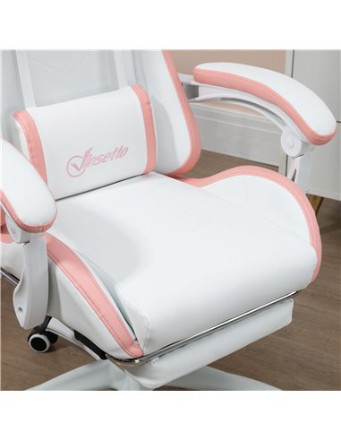 Vinsetto Racing Gaming Chair, Reclining PU Leather Computer Chair with 360 Degree Swivel Seat, Footrest, Removable Headrest Whit