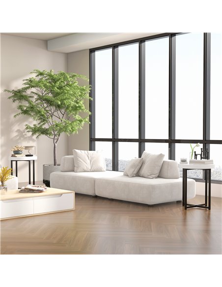 HOMCOM Set of 2 Round Side Table with Metal Legs, Modern End Table Bedside Table for Living Room, Bedroom, White 839-P052 - pic 100011 | FastDaddyshop
