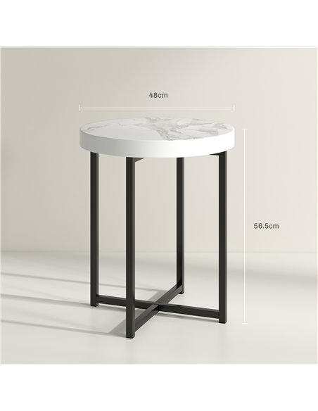 HOMCOM Set of 2 Round Side Table with Metal Legs, Modern End Table Bedside Table for Living Room, Bedroom, White 839-P052 - pic 100012 | FastDaddyshop