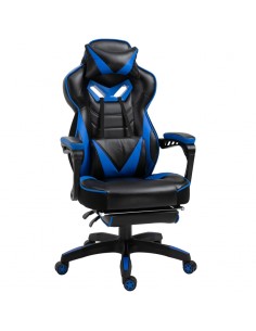 Vinsetto Ergonomic Racing Gaming Chair with Headrest, Lumbar Support, Retractable Footrest, Blue