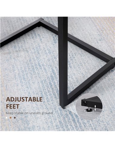 HOMCOM Nesting Side Tables Set of 3, C-Shaped Snack Side Tables with Steel Frame for Sofa Couch and Bed, Rustic Brown 839-608V00
