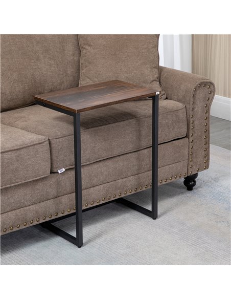 HOMCOM Nesting Side Tables Set of 3, C-Shaped Snack Side Tables with Steel Frame for Sofa Couch and Bed, Rustic Brown 839-608V00 - pic 100026 | FastDaddyshop