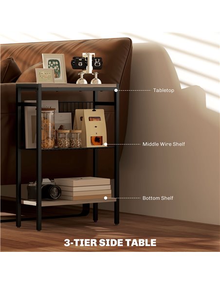 HOMCOM Three Shelf Industrial Side Table, Grey 83B-071V00GY - pic 100031 | FastDaddyshop