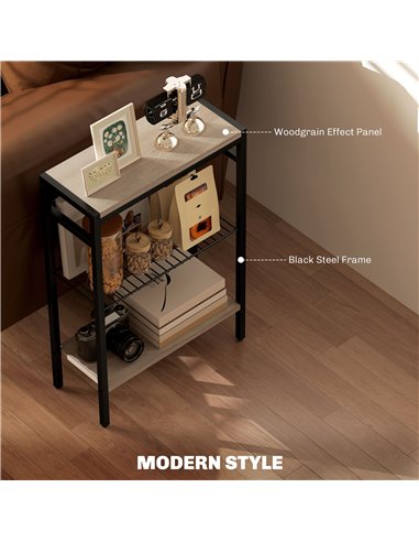 HOMCOM Three Shelf Industrial Side Table, Grey 83B-071V00GY