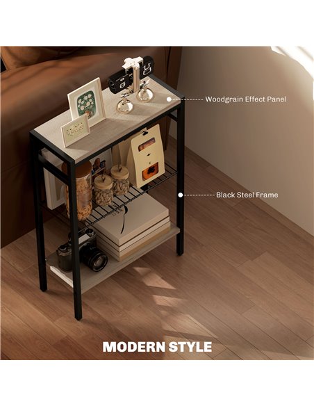 HOMCOM Three Shelf Industrial Side Table, Grey 83B-071V00GY - pic 100032 | FastDaddyshop