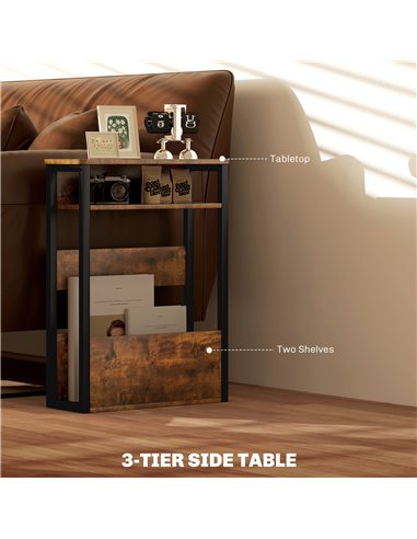 HOMCOM Industrial-Style Side Table - Black/Brown 83B-181V00RB