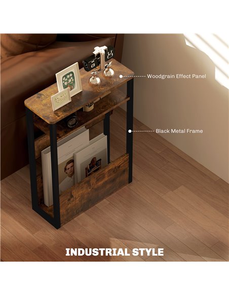 HOMCOM Industrial-Style Side Table - Black/Brown 83B-181V00RB - pic 100043 | FastDaddyshop