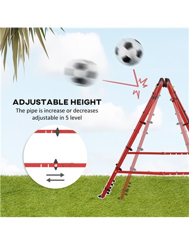 HOMCOM Double Sided Football Rebounder Net, Football Rebound Goal with 5 Adjustable Angles, Red A60-003V00RD