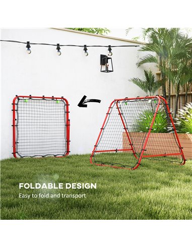 HOMCOM Double Sided Football Rebounder Net, Football Rebound Goal with 5 Adjustable Angles, Red A60-003V00RD