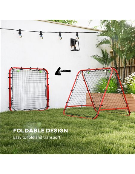 HOMCOM Double Sided Football Rebounder Net, Football Rebound Goal with 5 Adjustable Angles, Red A60-003V00RD - pic 100050 | FastDaddyshop