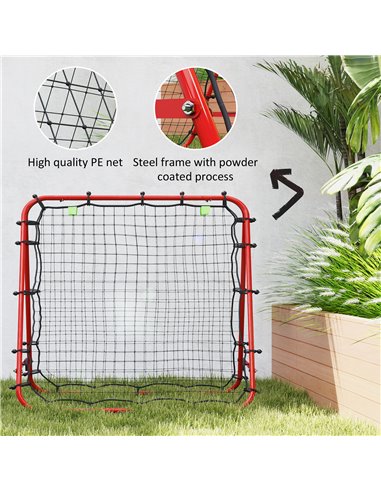 HOMCOM Double Sided Football Rebounder Net, Football Rebound Goal with 5 Adjustable Angles, Red A60-003V00RD