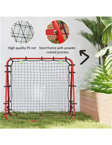 HOMCOM Double Sided Football Rebounder Net, Football Rebound Goal with 5 Adjustable Angles, Red A60-003V00RD - pic 100051 | FastDaddyshop