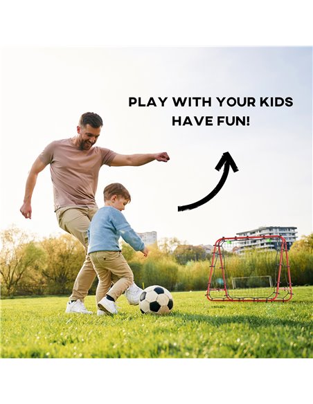 HOMCOM Double Sided Football Rebounder Net, Football Rebound Goal with 5 Adjustable Angles, Red A60-003V00RD - pic 100052 | FastDaddyshop