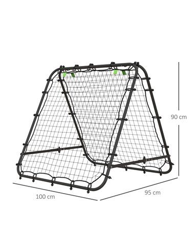 HOMCOM Double Sided Football Rebounder Net, Football Rebound Goal with 5 Adjustable Angles, Black A60-003V00BK