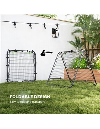 HOMCOM Double Sided Football Rebounder Net, Football Rebound Goal with 5 Adjustable Angles, Black A60-003V00BK