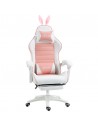 Vinsetto PU Leather Racing Gaming Chair with Removable Rabbit Ears, Footrest, Headrest and Lumber Support, Pink