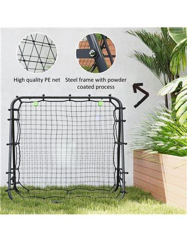 HOMCOM Double Sided Football Rebounder Net, Football Rebound Goal with 5 Adjustable Angles, Black A60-003V00BK