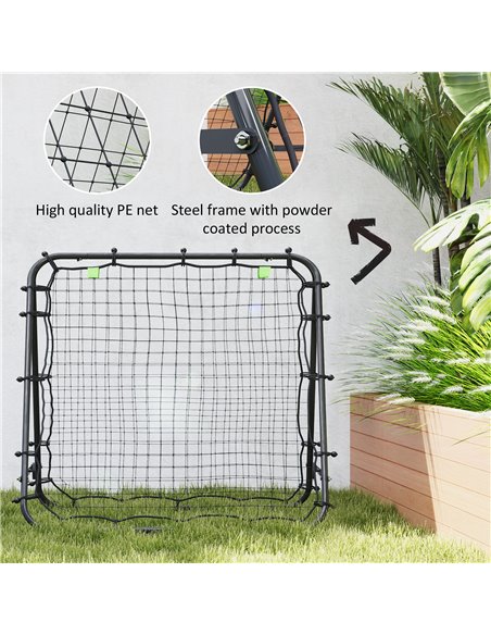 HOMCOM Double Sided Football Rebounder Net, Football Rebound Goal with 5 Adjustable Angles, Black A60-003V00BK - pic 100060 | FastDaddyshop