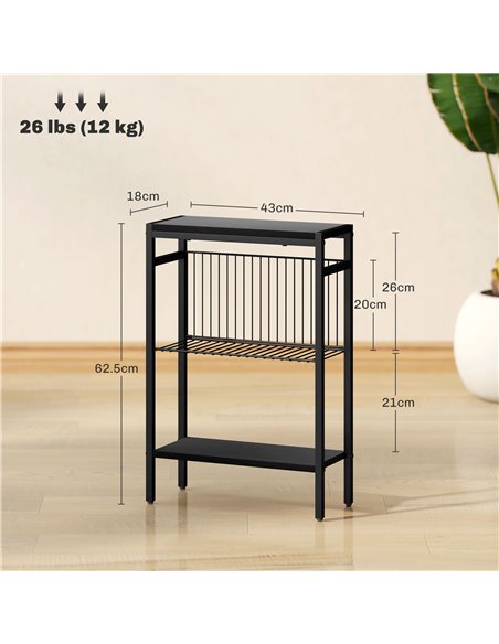 HOMCOM Three Shelf Industrial Side Table, Black 83B-071V00BK - pic 100066 | FastDaddyshop