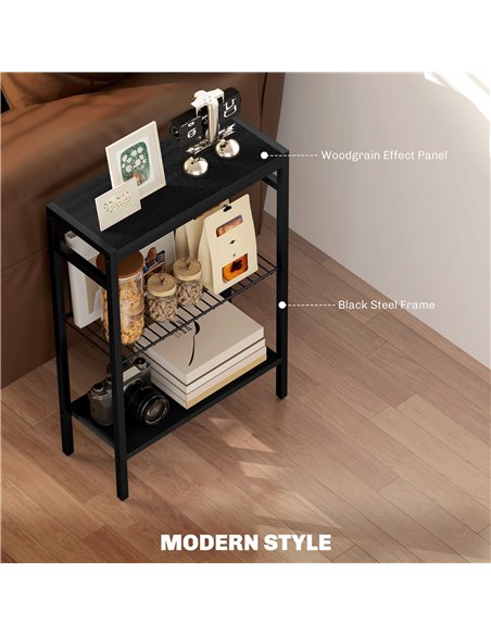 HOMCOM Three Shelf Industrial Side Table, Black 83B-071V00BK - pic 100068 | FastDaddyshop