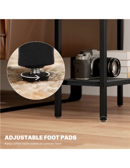 HOMCOM Three Shelf Industrial Side Table, Black 83B-071V00BK - pic 100069 | FastDaddyshop