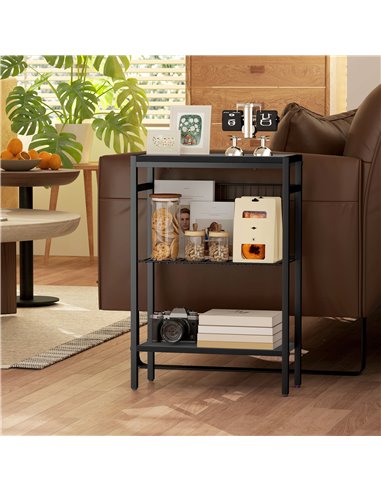 HOMCOM Three Shelf Industrial Side Table, Black 83B-071V00BK