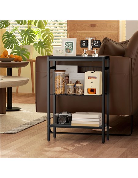 HOMCOM Three Shelf Industrial Side Table, Black 83B-071V00BK - pic 100070 | FastDaddyshop