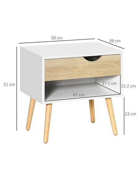 HOMCOM Set of 2 Bedside Table with Drawer and Shelf 831-372V01 - pic 100092 | FastDaddyshop