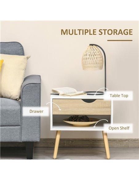 HOMCOM Set of 2 Bedside Table with Drawer and Shelf 831-372V01 - pic 100095 | FastDaddyshop