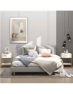 HOMCOM Set of Two Elegant Bedside Tables - White/Gold-Tone 831-534 2