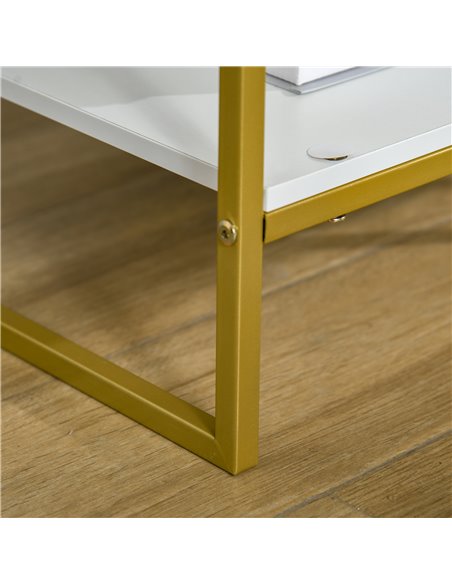 HOMCOM Set of Two Elegant Bedside Tables - White/Gold-Tone 831-534 - pic 100105 | FastDaddyshop