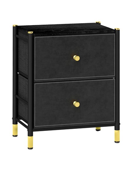 HOMCOM Faux Leather Bedside Table - Black 831-828V80BK - pic 100108 | FastDaddyshop