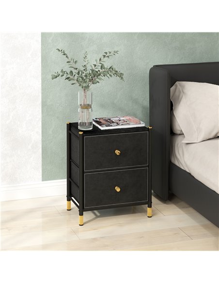 HOMCOM Faux Leather Bedside Table - Black 831-828V80BK - pic 100109 | FastDaddyshop