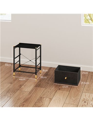 HOMCOM Faux Leather Bedside Table - Black 831-828V80BK