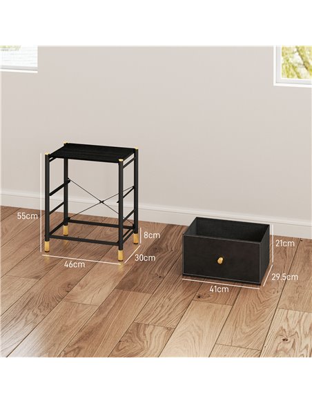 HOMCOM Faux Leather Bedside Table - Black 831-828V80BK - pic 100110 | FastDaddyshop