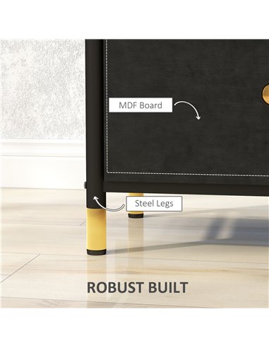 HOMCOM Faux Leather Bedside Table - Black 831-828V80BK