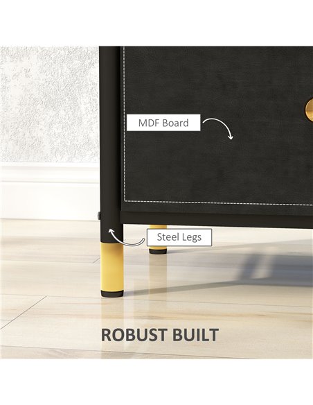 HOMCOM Faux Leather Bedside Table - Black 831-828V80BK - pic 100113 | FastDaddyshop