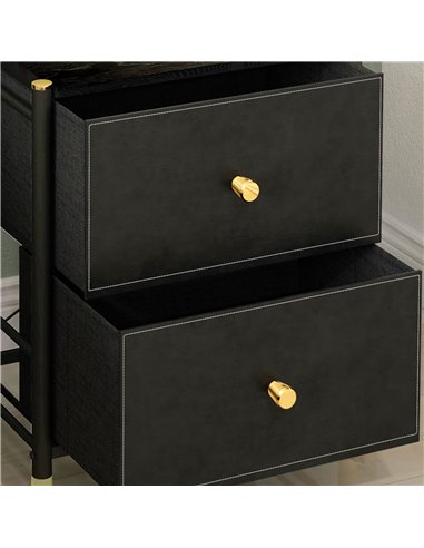 HOMCOM Faux Leather Bedside Table - Black 831-828V80BK