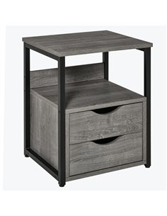 HOMCOM Industrial Side Table with Drawer, Sofa Table, Bedside Cabinet with Storage Shelf, Slim Nightstand for Living Room, Bedro