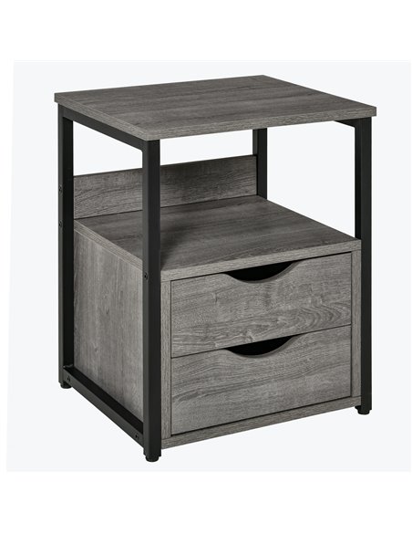 HOMCOM Industrial Side Table with Drawer, Sofa Table, Bedside Cabinet with Storage Shelf, Slim Nightstand for Living Room, Bedro - pic 100126 | FastDaddyshop