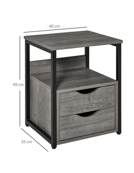 HOMCOM Industrial Side Table with Drawer, Sofa Table, Bedside Cabinet with Storage Shelf, Slim Nightstand for Living Room, Bedro - pic 100128 | FastDaddyshop