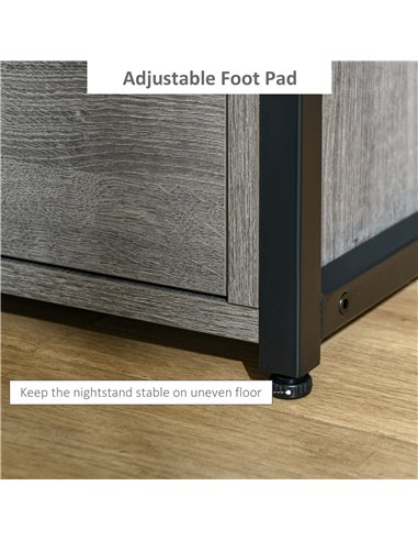 HOMCOM Industrial Side Table with Drawer, Sofa Table, Bedside Cabinet with Storage Shelf, Slim Nightstand for Living Room, Bedro