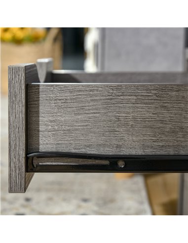 HOMCOM Industrial Side Table with Drawer, Sofa Table, Bedside Cabinet with Storage Shelf, Slim Nightstand for Living Room, Bedro
