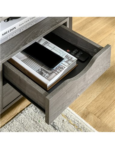 HOMCOM Industrial Side Table with Drawer, Sofa Table, Bedside Cabinet with Storage Shelf, Slim Nightstand for Living Room, Bedro