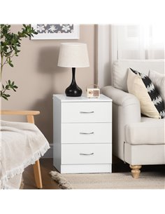 HOMCOM Three-Drawer Simple Bedside Table - White 831-297V00WT 2