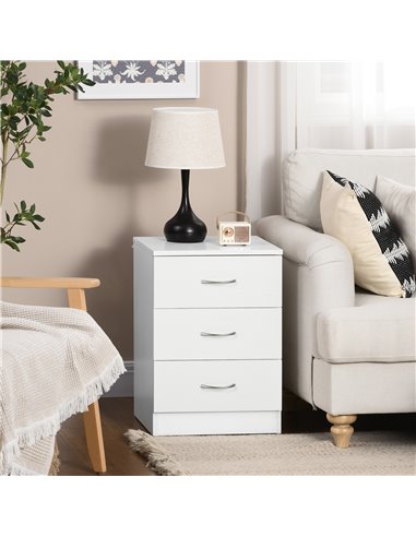 HOMCOM Three-Drawer Simple Bedside Table - White 831-297V00WT