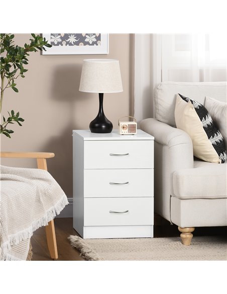 HOMCOM Three-Drawer Simple Bedside Table - White 831-297V00WT - pic 100145 | FastDaddyshop