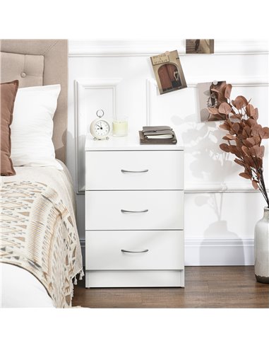 HOMCOM Three-Drawer Simple Bedside Table - White 831-297V00WT