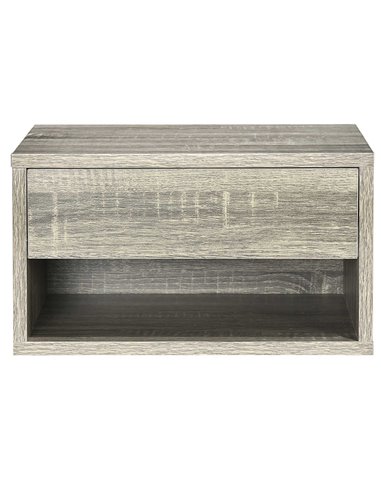 HOMCOM Set of Two Floating Bedside Tables Wall Mounted Nightstands with Drawer and Shelf for Bedroom, Brown Wood-Effect 831-630V