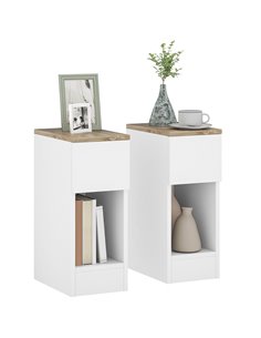 HOMCOM Set of Two Modern Storage Bedside Tables - White 831-881V02WT